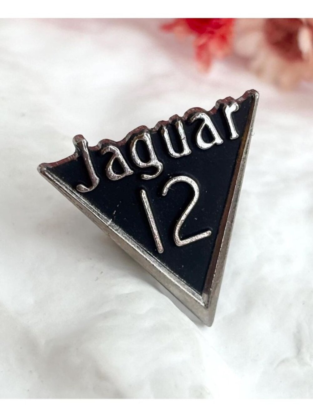 Jaguar V12 Commemorative Automotive Merchandise Vintage Silver Toned Pin